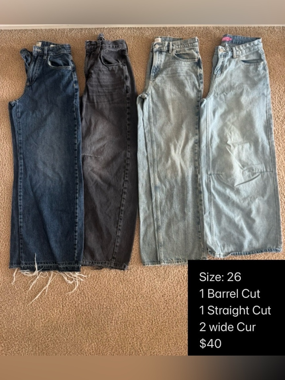 Girl’s Assorted Denim Jeans - Blue, Light Blue, Black, Gray